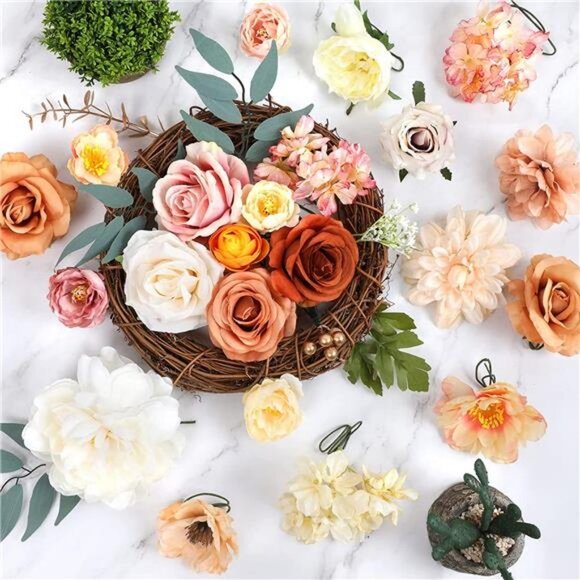 Artificial Flowers Combo Silk Mix Peony Rose Hydrangea Fake Flowers w/Stem - Picture 6 of 7